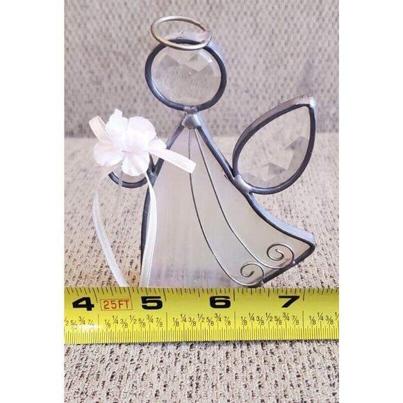 Iridescent White Stained Glass Angel Suncatcher Home Decor - Picture 7 of 8